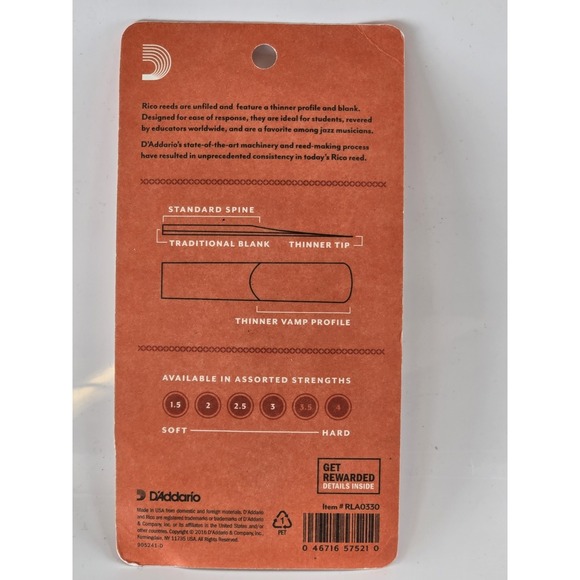 3-Pack Rico Baritone Saxophone Reeds - Strength 3.0 NEW - Picture 2 of 7
